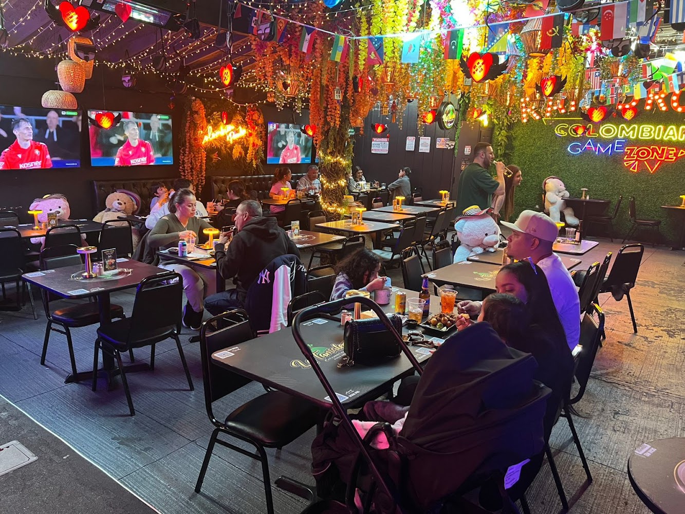 Warm, lively dining room at Little Colombia